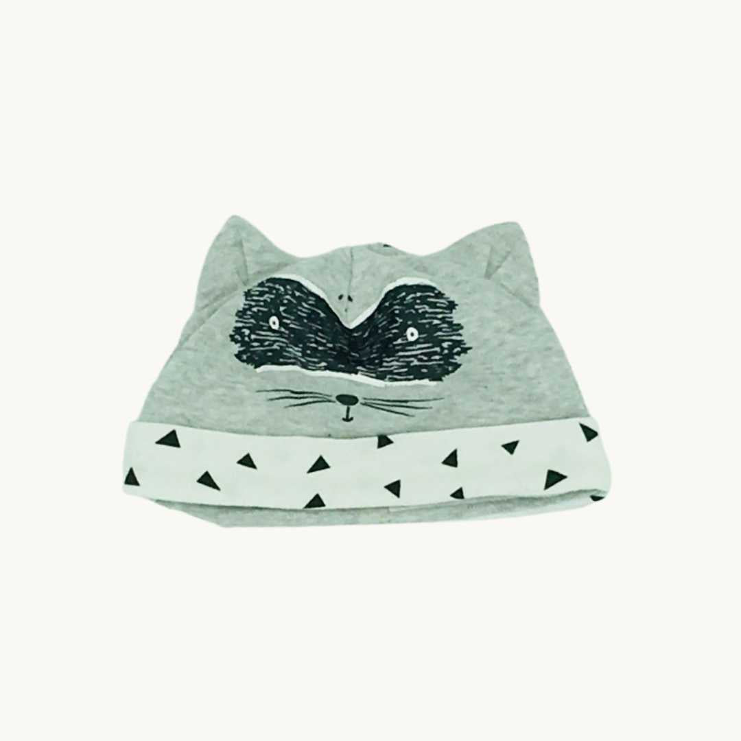 Hardly Worn Joules grey racoon beanie size 3-6 months