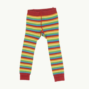 Gently Worn Jojo Maman Bebe striped rainbow knitted leggings size 2-3 years