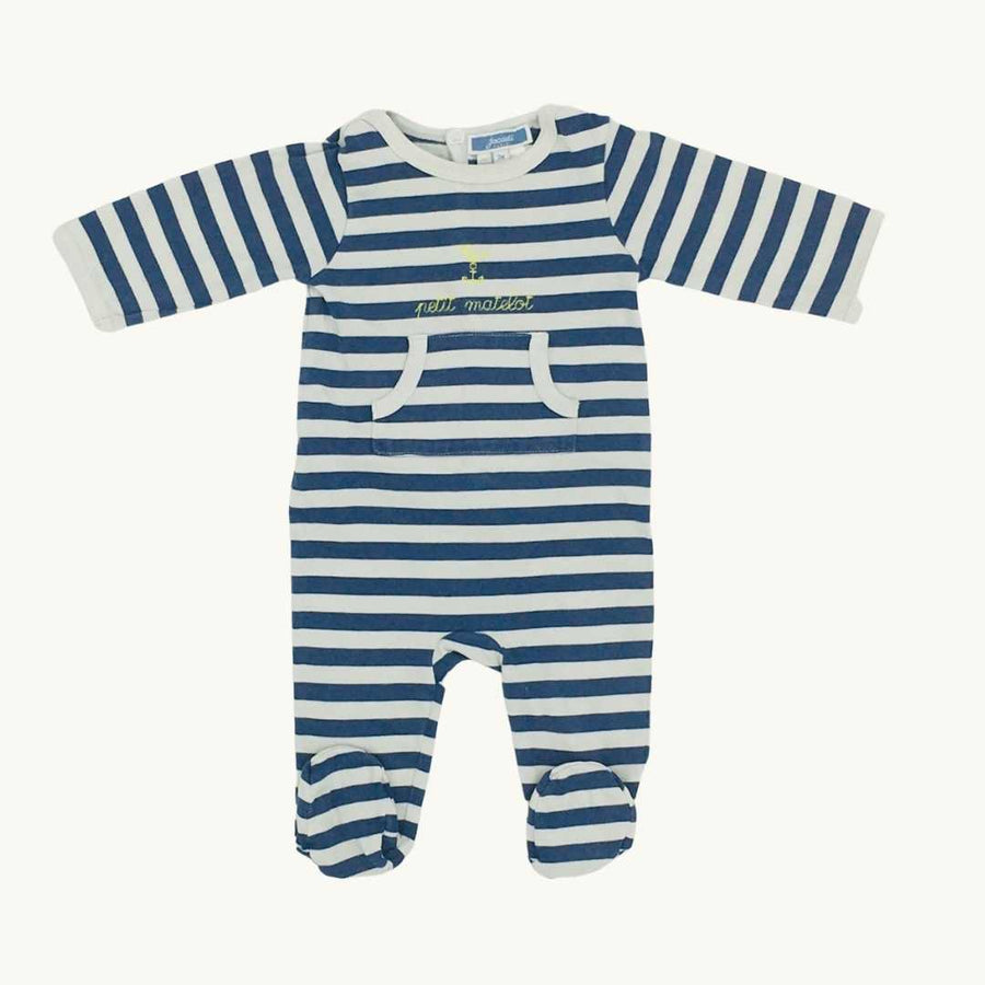 Gently Worn Jacadi striped anchor sleepsuit size 0-3 months