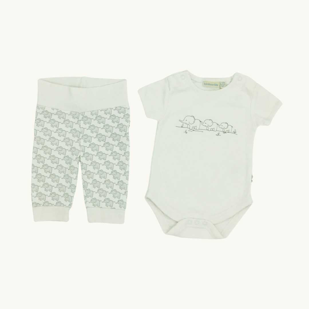 Hardly Worn Jojo Maman Bebe elephant jogger set size 3-6 months