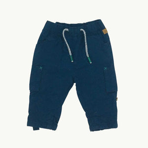 Hardly Worn John Lewis blue cargo trousers size 3-6 months