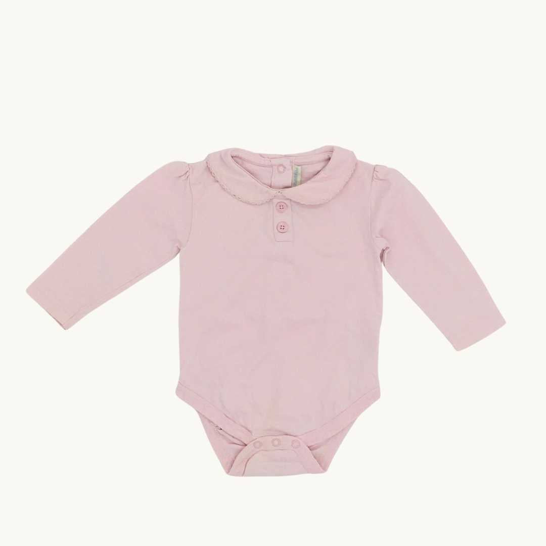 Gently Worn Jojo Maman Bebe pink bodysuit size 6-12 months