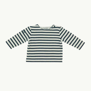 Gently Worn Moussaillon navy striped top size 9-12 months