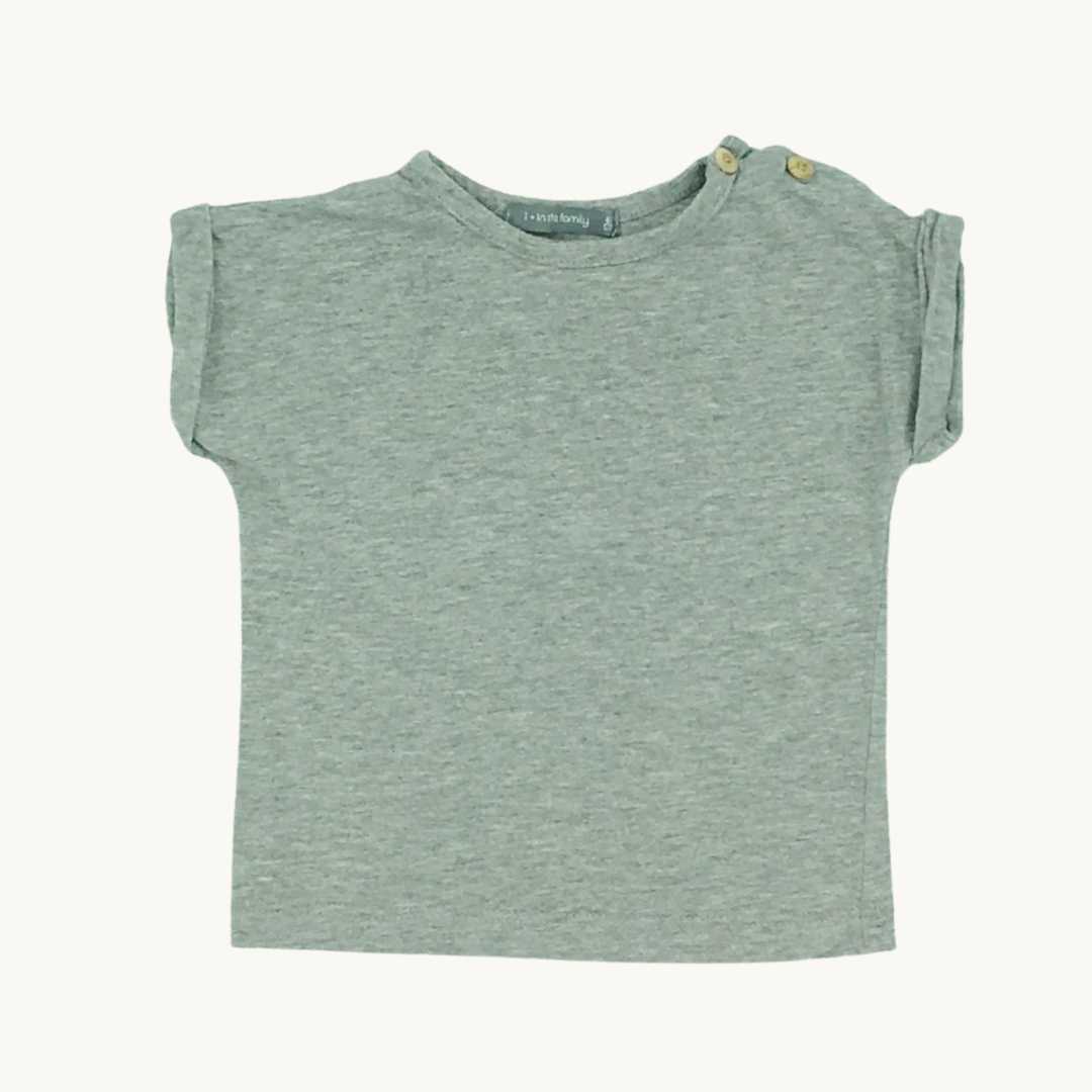 Hardly Worn +1 in the Family grey t-shirt size 6-12 months