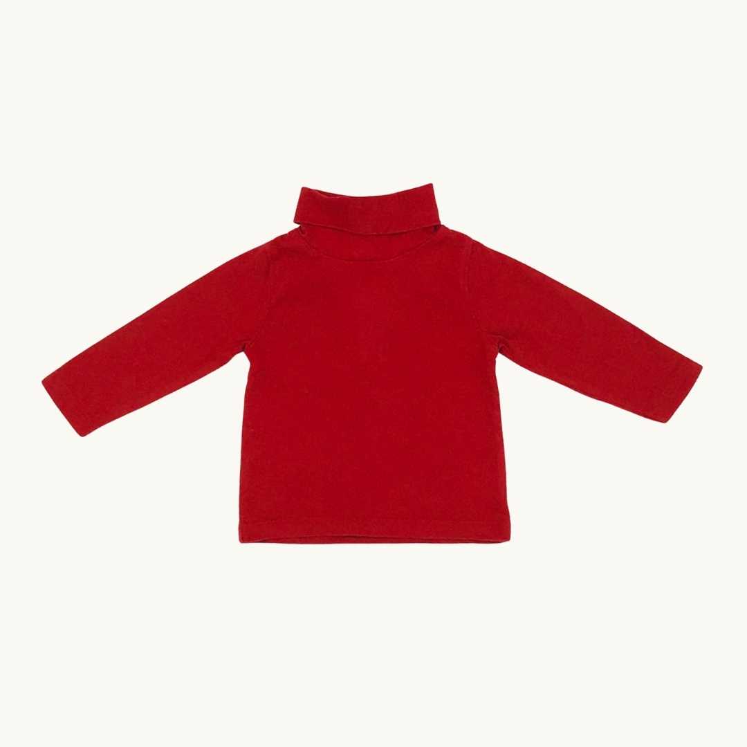 Gently Worn John Lewis red high neck top size 0-3 months