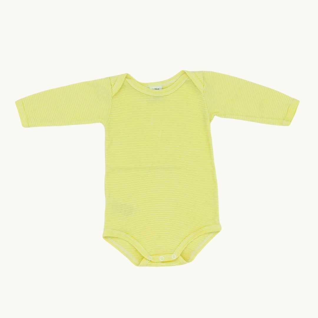 Gently Worn Petit Bateau yellow striped bodysuit size 0-3 months