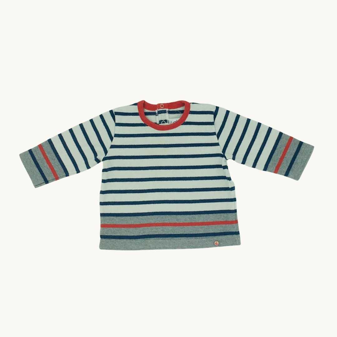 Gently Worn Petite Bateau striped summer knit jumper size 3-6 months