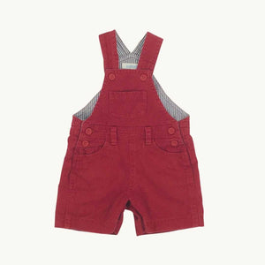 Hardly Worn Jojo Maman Bebe red dungaree shorts size 0-3 months