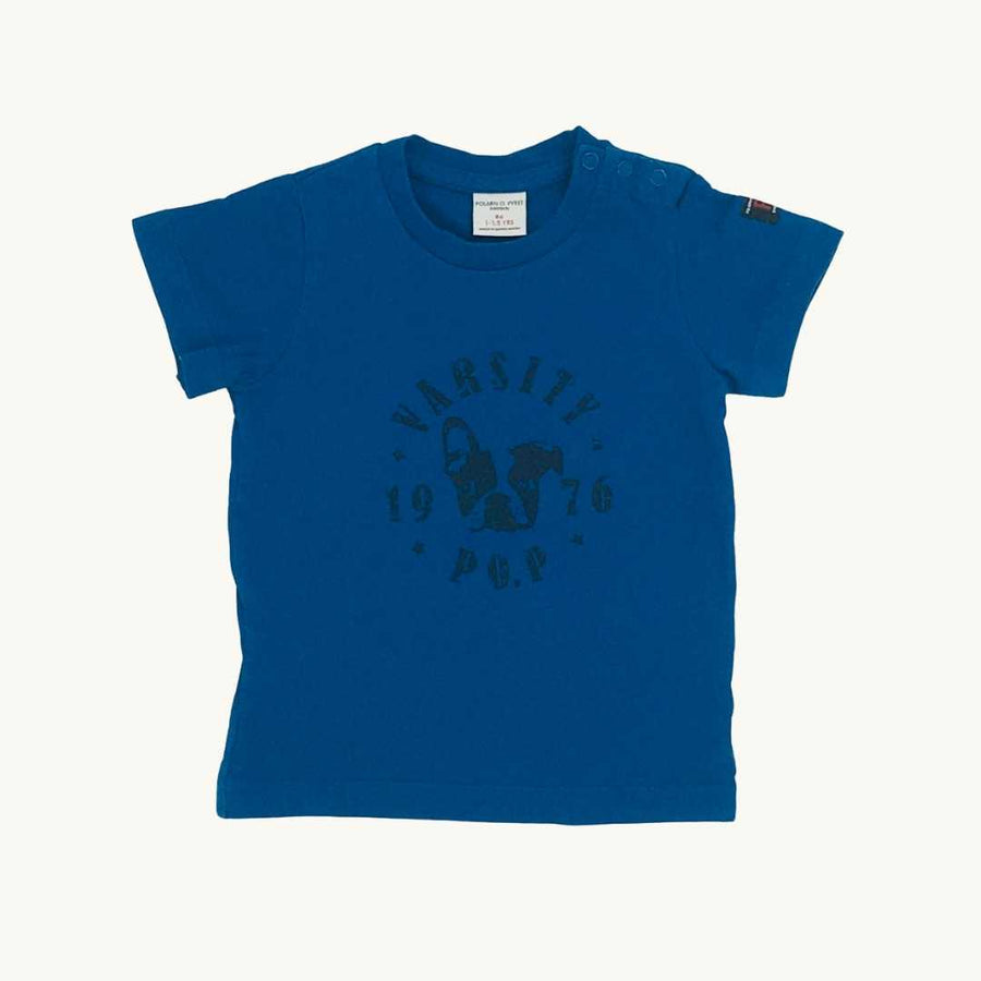 Hardly Worn Polarn O Pyret blue t-shirt size 12-18 months