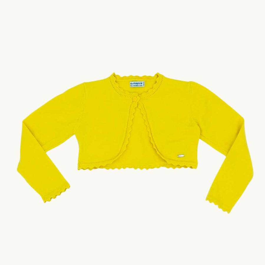 Hardly Worn Mayoral yellow knit bolero size 2-3 years