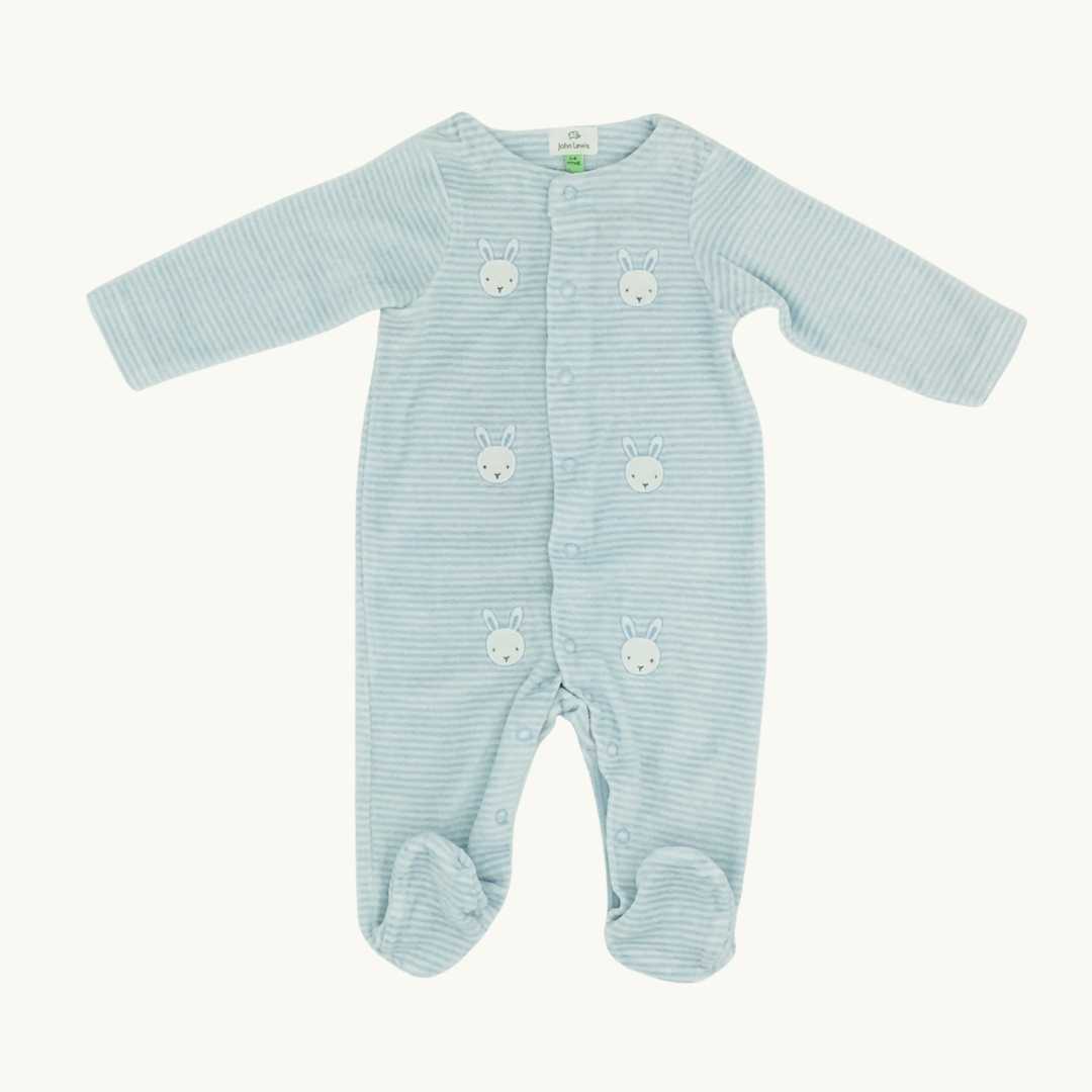 Hardly Worn John Lewis velour bunny sleepsuit size 3-6 months