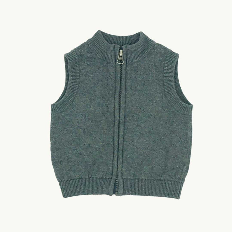 Gently Worn The White Company grey zip-up vest size 3-6 months