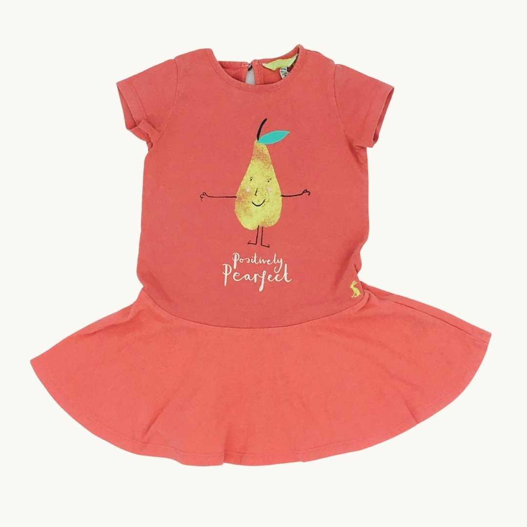 Gently Worn Joules pink pear dress size 18-24 months