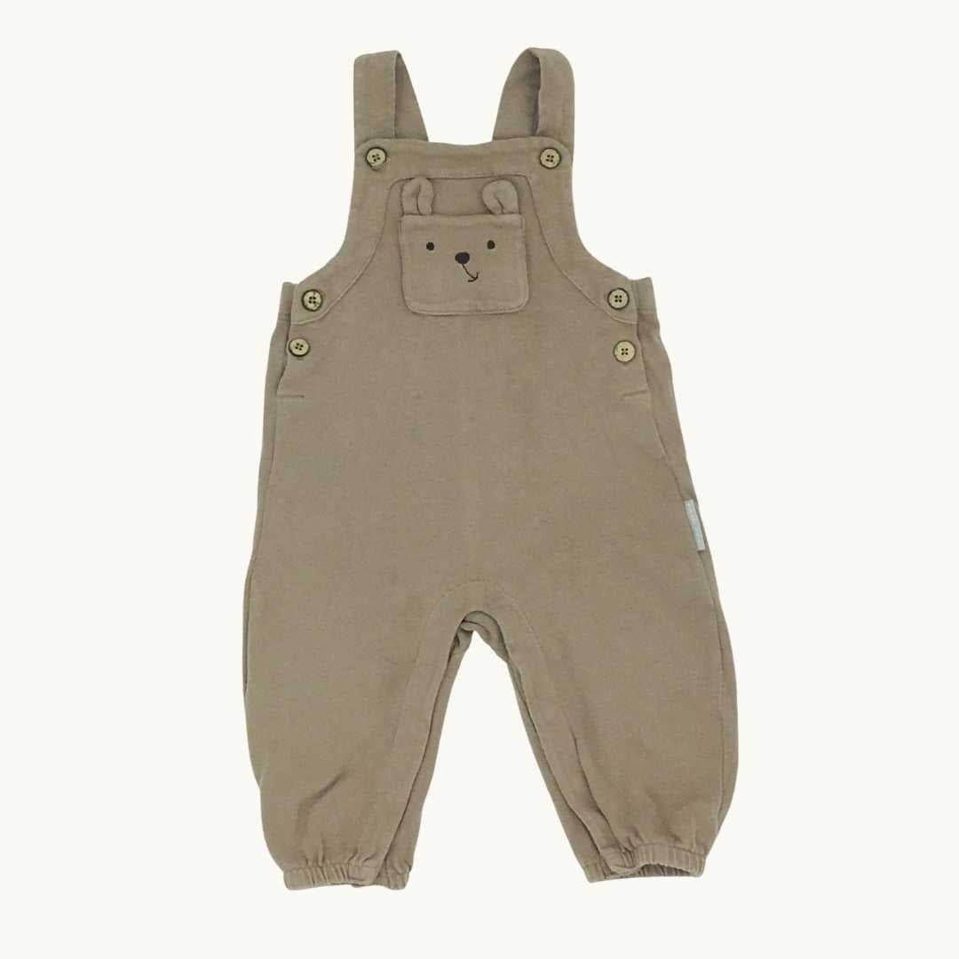 Hardly Worn Polarn O Pyret brown bear romper dungarees size 2-4 months