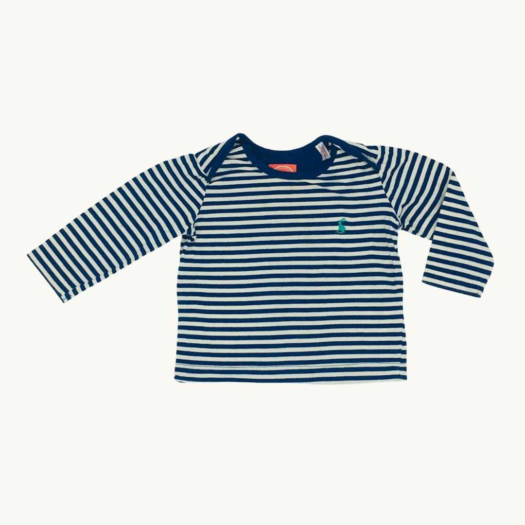 Gently Worn Joules blue striped top size 3-6 months
