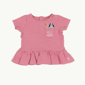 Gently Worn Joules pink puppy t-shirt size 6-9 months