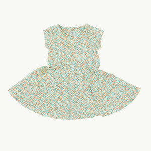 Needs TLC Polarn O Pyret peach flower dress size 9-12 months