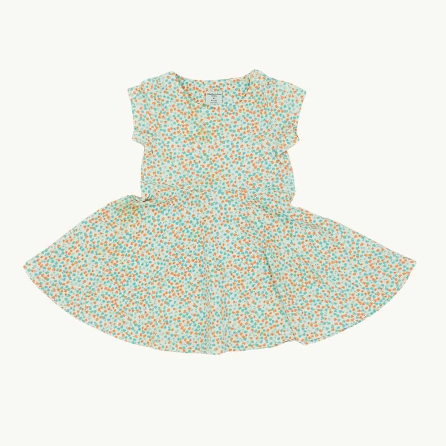 Needs TLC Polarn O Pyret peach flower dress size 9-12 months