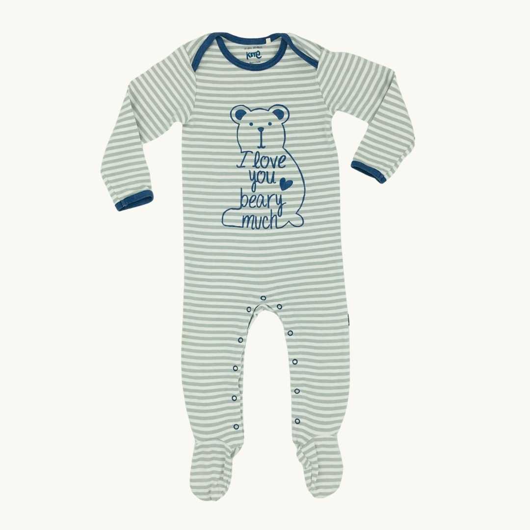 Gently Worn Kite striped bear sleepsuit size 12-18 months