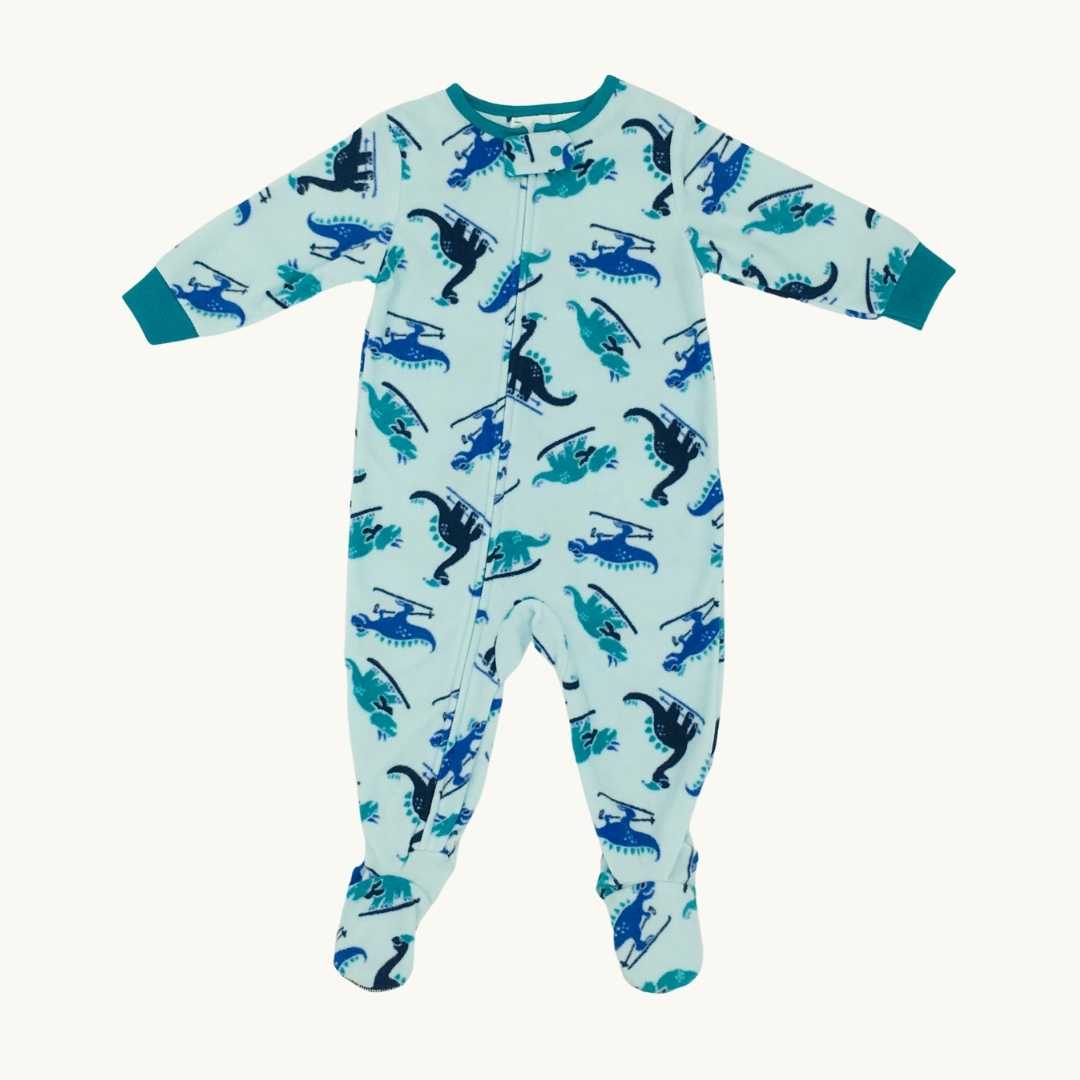 Hardly Worn Osh Kosh BGosh dinosaur fleece sleepsuit size 9-12 months