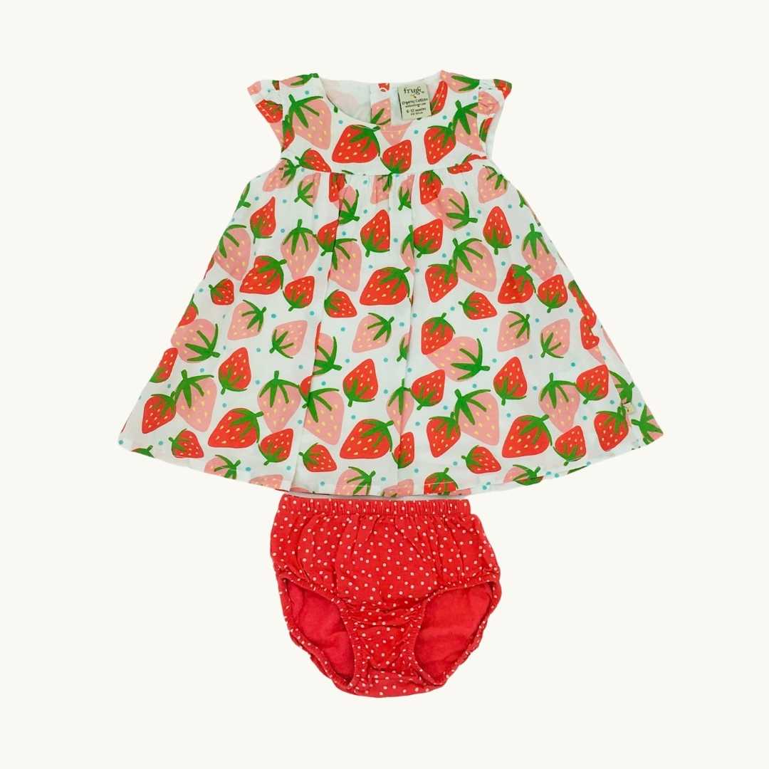 Gently Worn Frugi strawberry summer dress size 6-12 months
