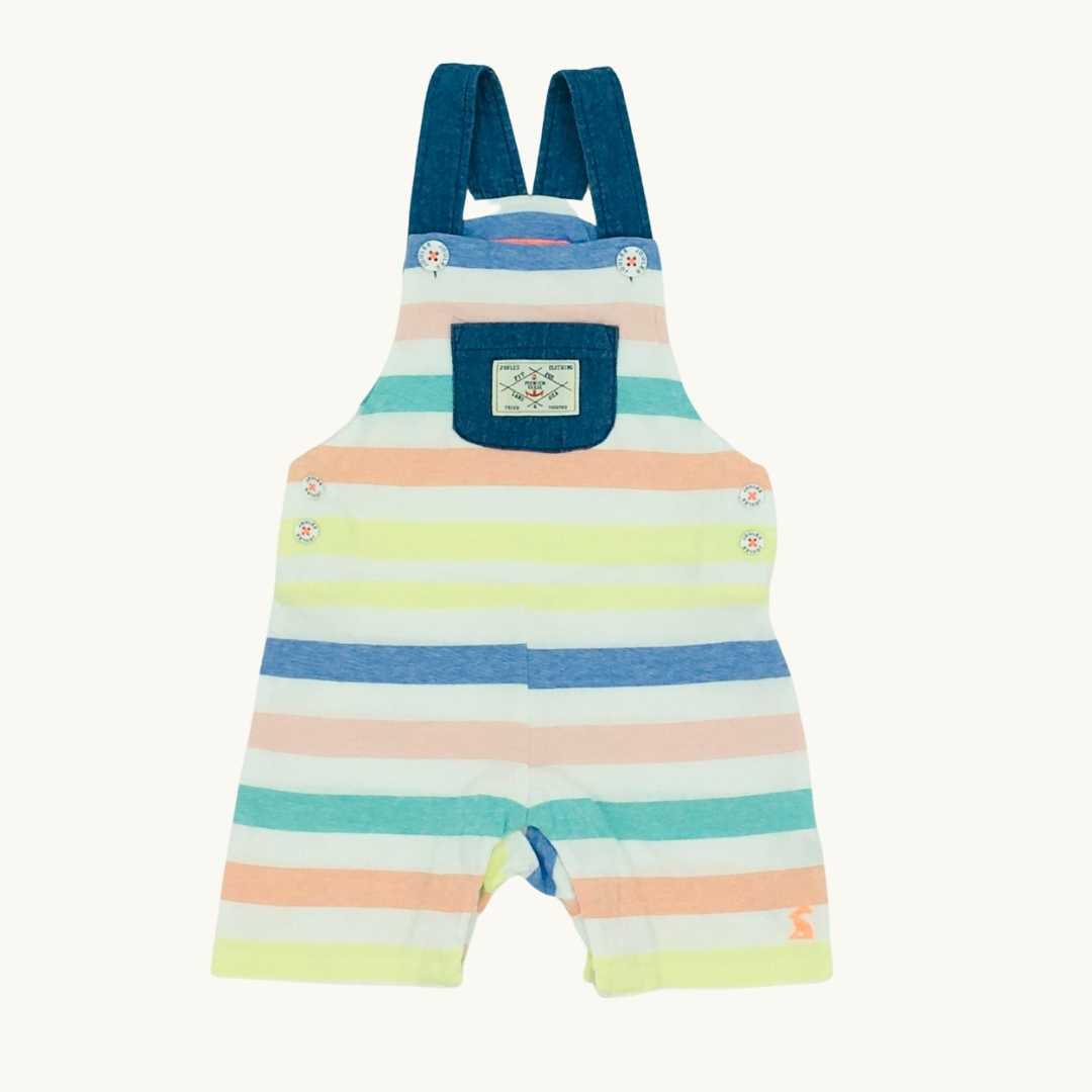 Hardly Worn Joules pastel striped dungarees size 9-12 months