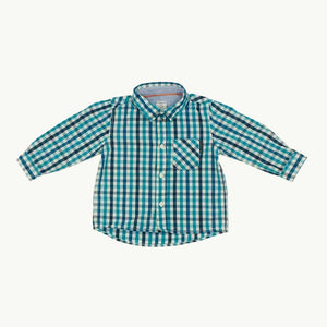 Gently Worn Polarn O. Pyret long sleeve checked shirt size 12-18 months
