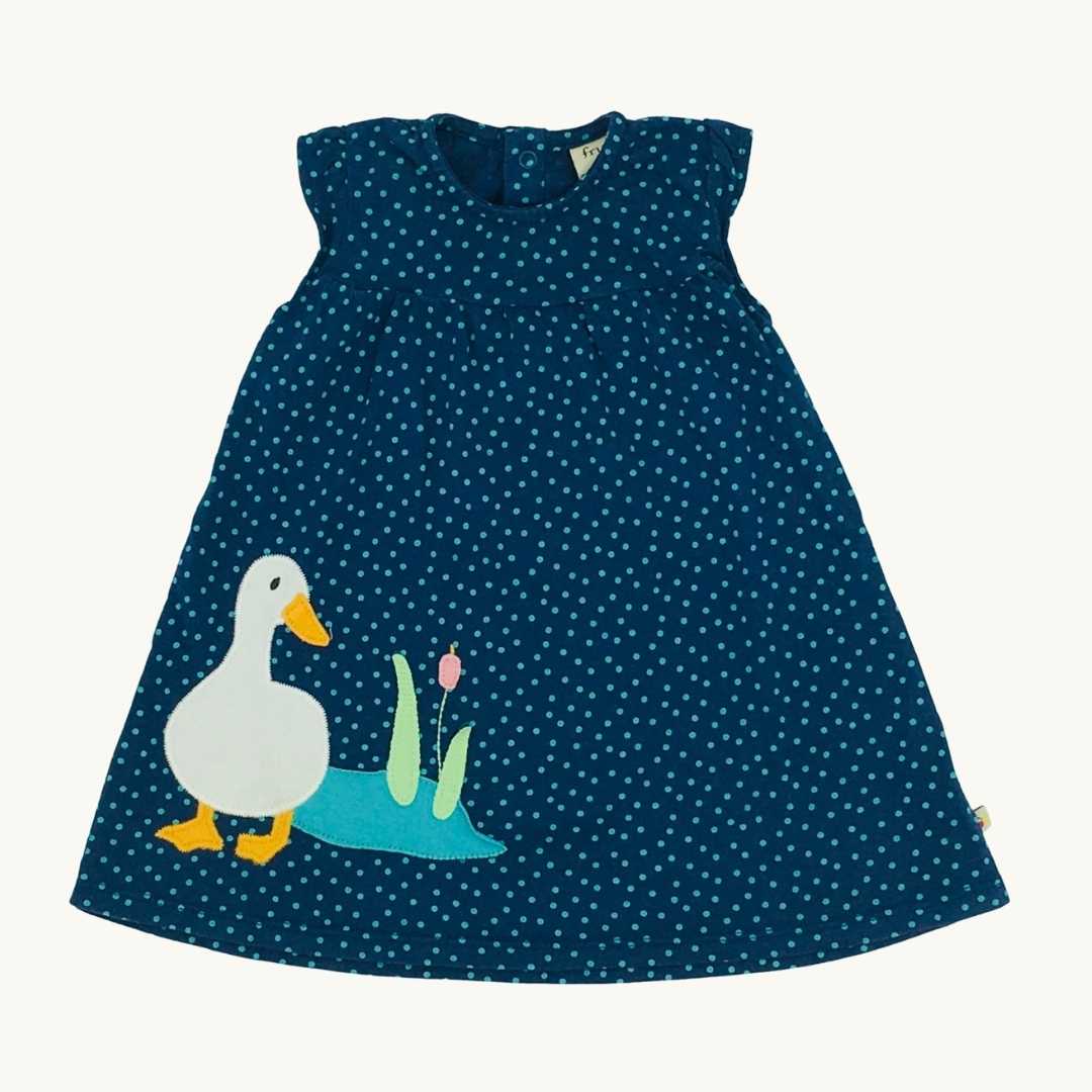 Hardly Worn Frugi spotty duck dress size 6-12 months