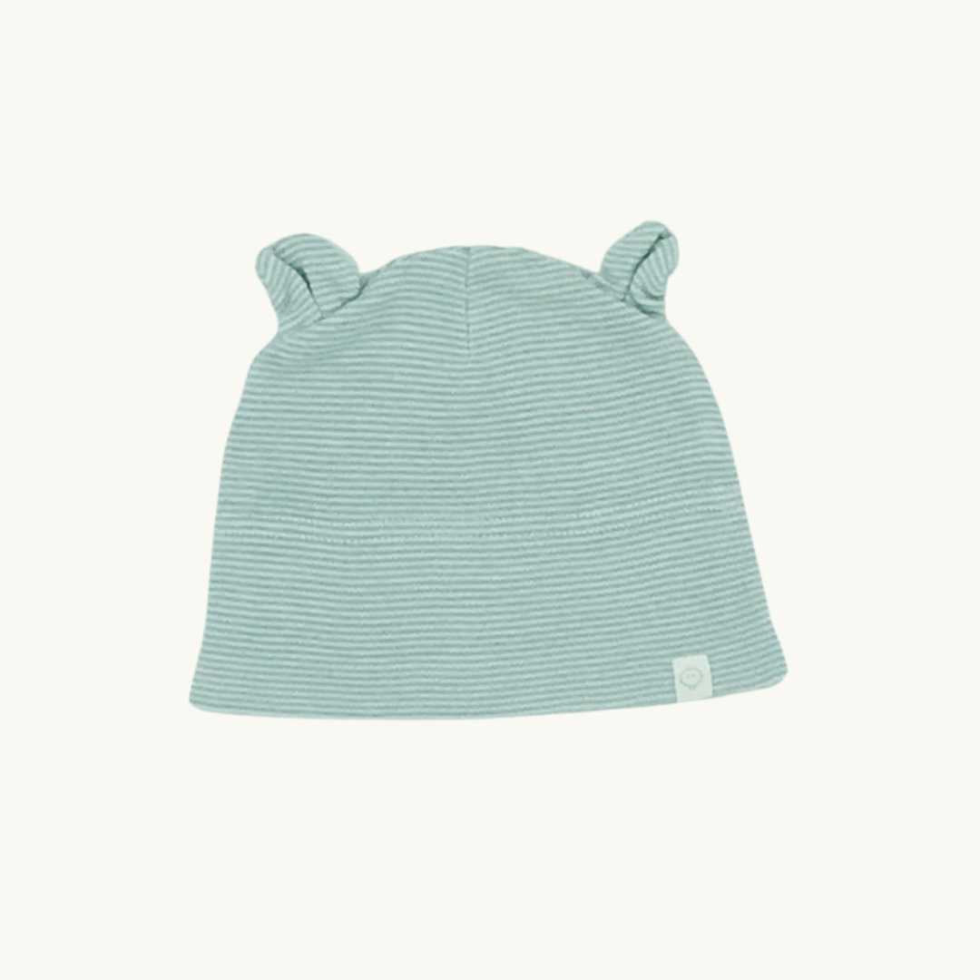 Hardly Worn Baby Mori striped beanie size 0-3 months