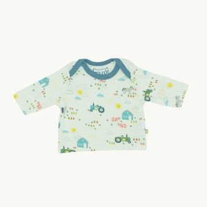 Gently Worn Frugi white tractor top size Tiny Baby