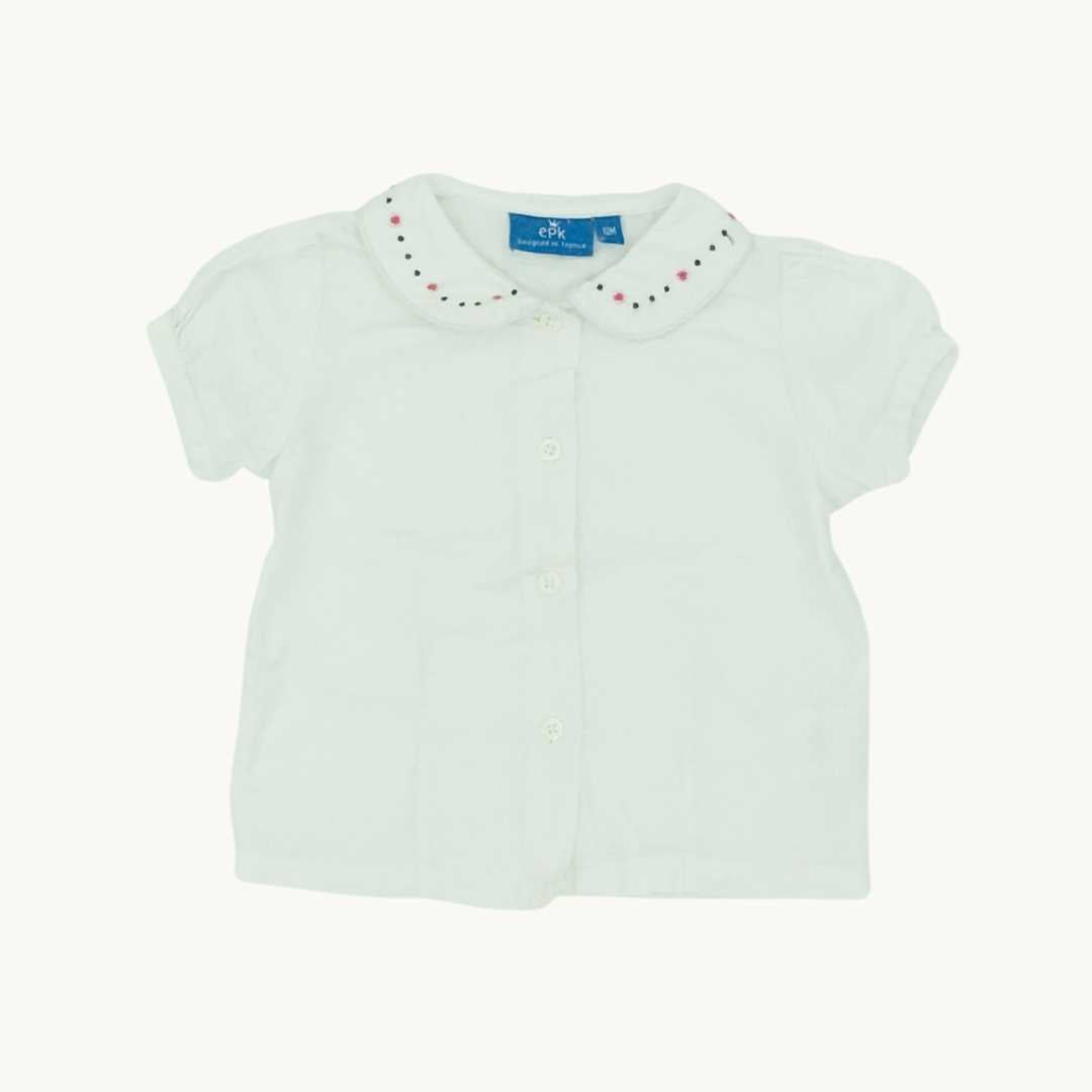 Hardly Worn EPK white embroidery blouse size 9-12 months