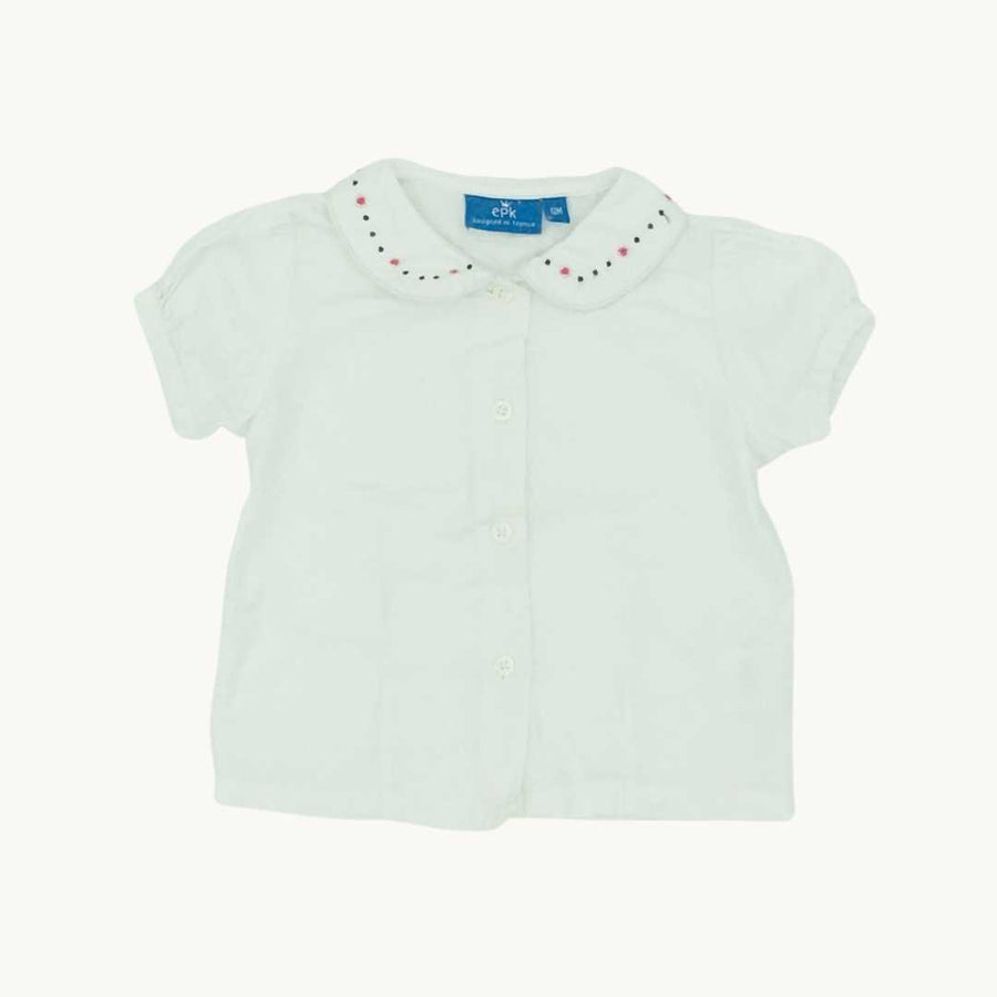 Hardly Worn EPK white embroidery blouse size 9-12 months