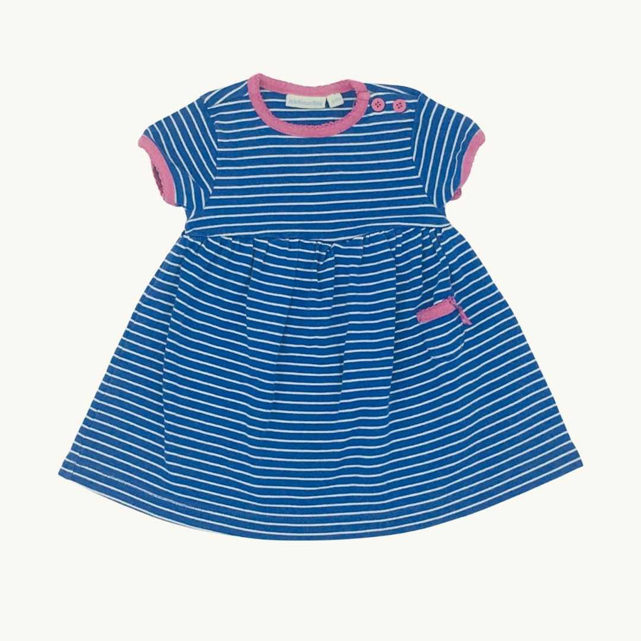 Hardly Worn Jojo Maman Bebe blue striped dress size 6-12 months