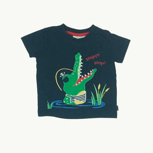 Hardly Worn Jojo Maman Bebe navy crocodile t-shirt size 6-12 months