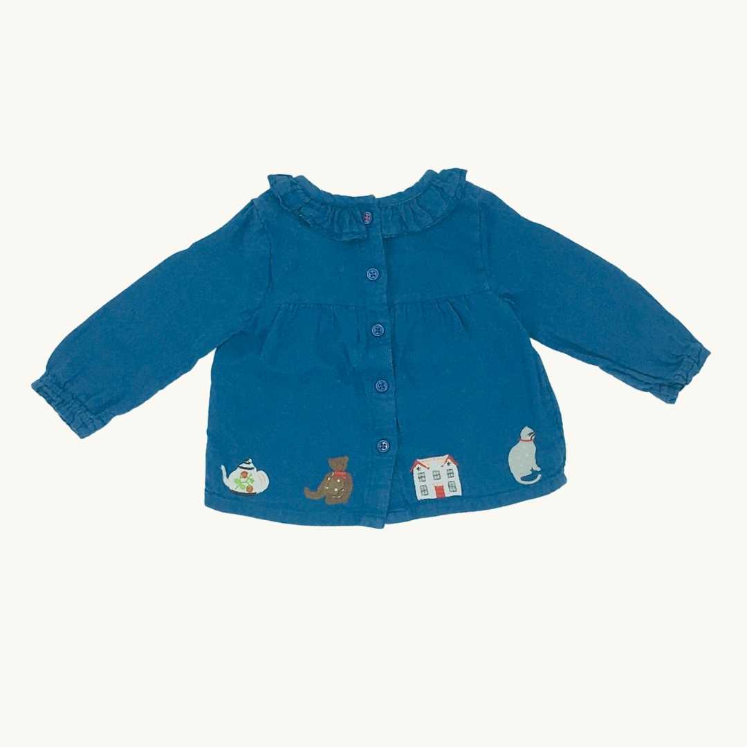 Hardly Worn Boden blue tea party set size 3-6 months