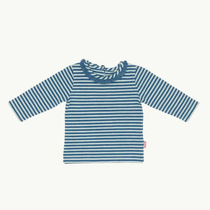 Hardly Worn Kite blue striped top size 3-6 months