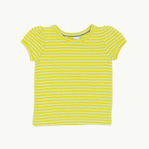 Hardly Worn Boden yellow striped pointelle t-shirt size 4-5 years