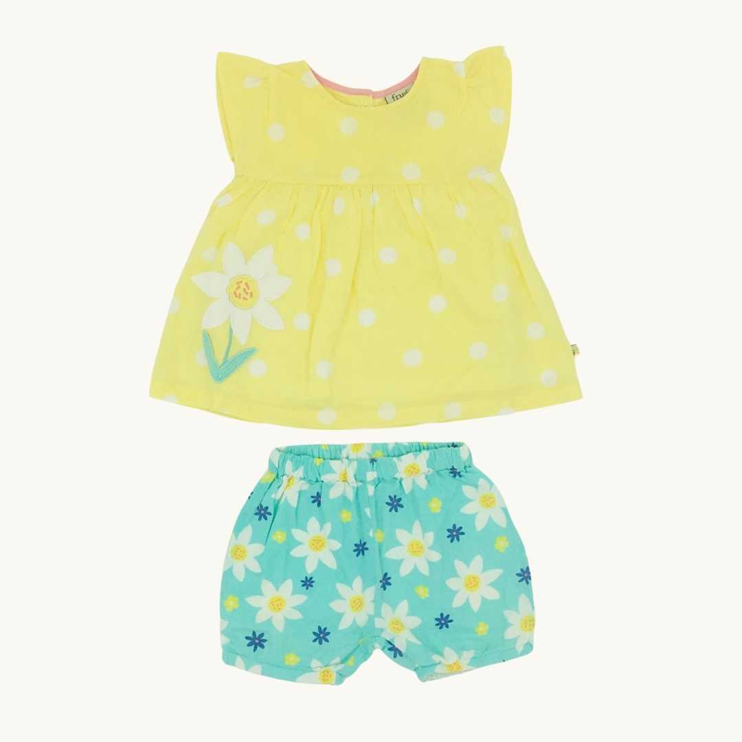 Hardly Worn Frugi summer sunflower set size 3-6 months