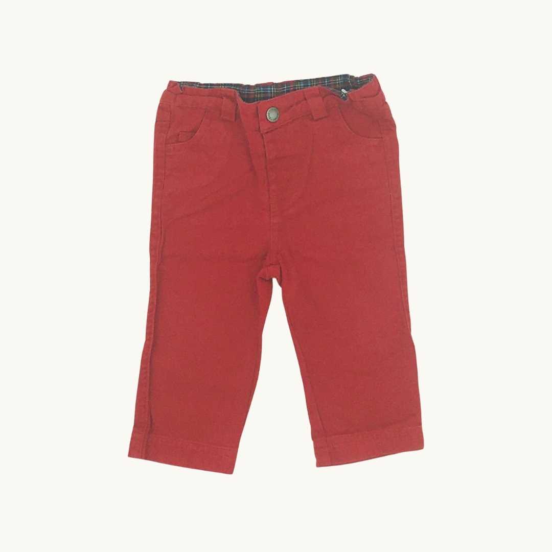 Hardly Worn Jojo Maman Bebe red trousers size 6-12 months