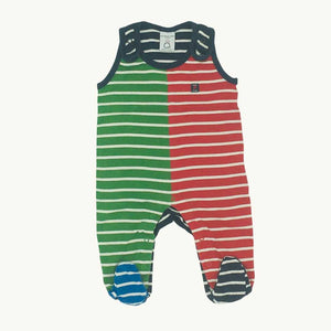 Hardly Worn Polarn O Pyret striped romper dungarees size 2-4 months