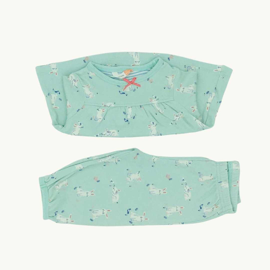 Gently Worn John Lewis green bunny set size 3-6 months