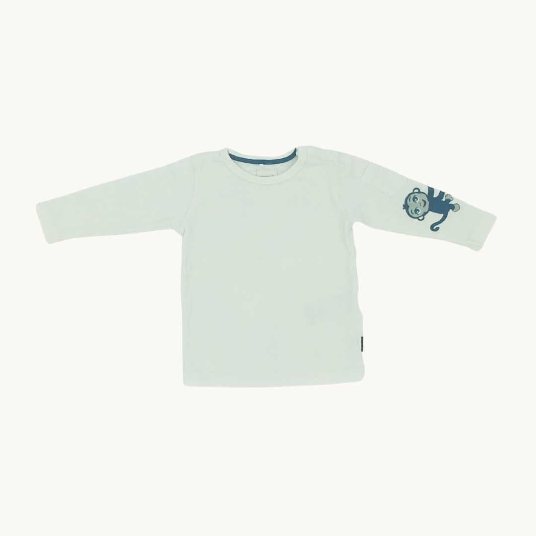 Gently Worn Name It Organics white monkey top size 4-6 months