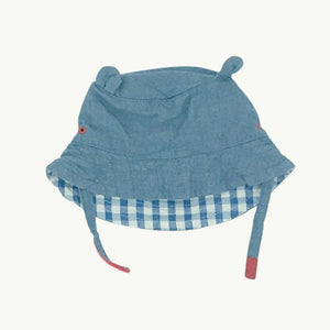 Hardly Worn Boden blue checked sunhat size 0-6 months