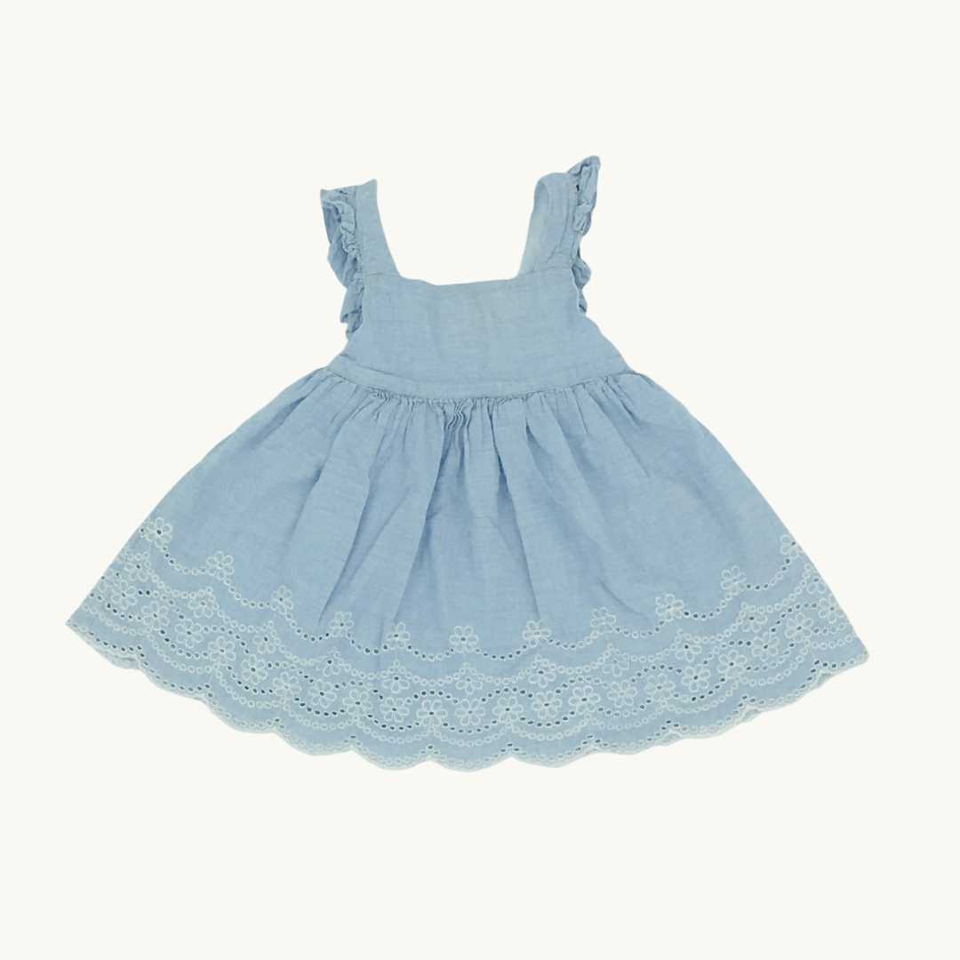 Gently Worn Boden blue chambray dress size 3-6 months