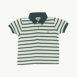 Gently Worn Petit Bateau navy striped polo shirt size 1-2 years