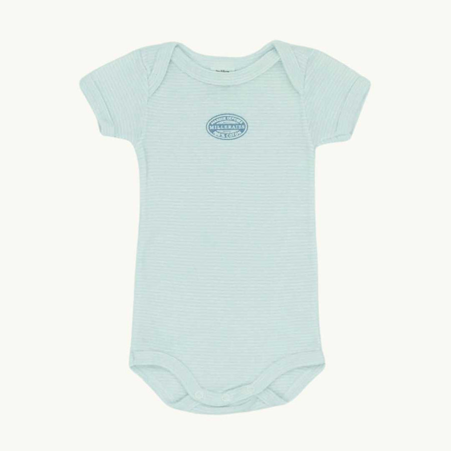 Hardly Worn Petit Bateau light blue striped body size 0-3 months