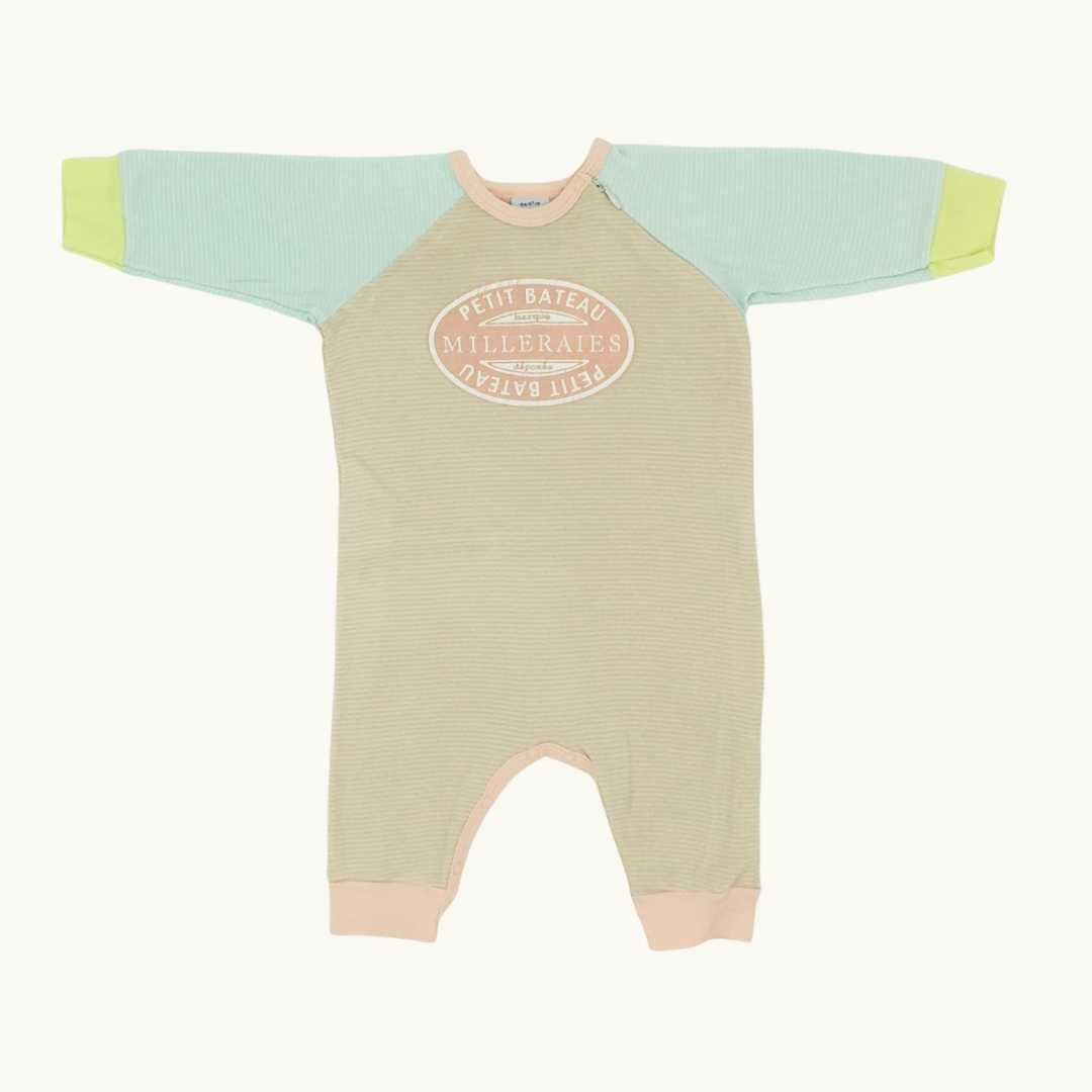 Needs TLC Petit Bateau striped petit original romper size 3-6 months
