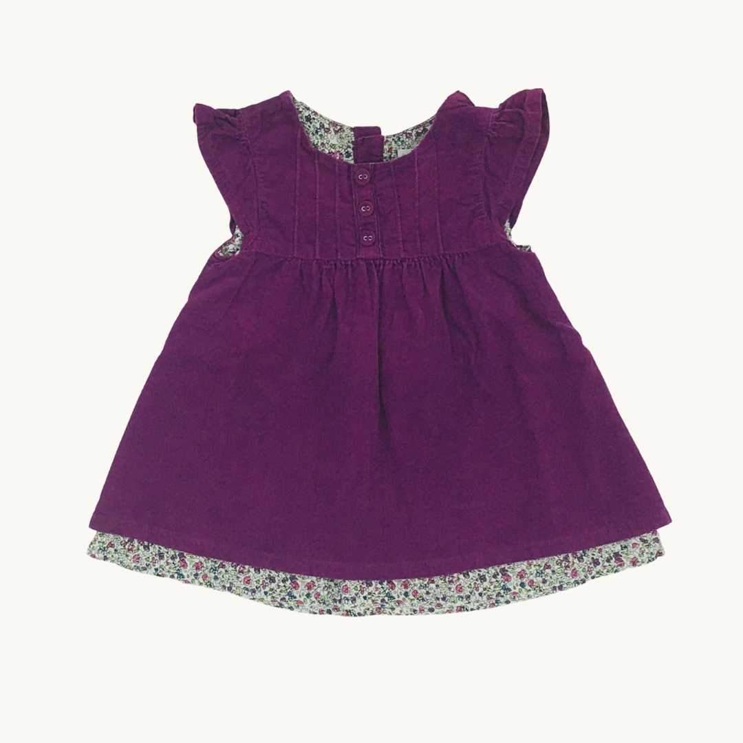 Hardly Worn Jojo Maman Bebe purple flower cord dress size 3 6 months