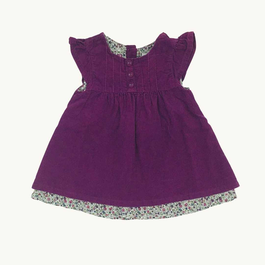Hardly Worn Jojo Maman Bebe purple flower cord dress size 3-6 months