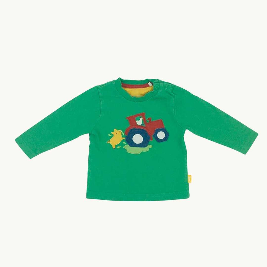 Hardly Worn Kite green tractor top size 6-9 months
